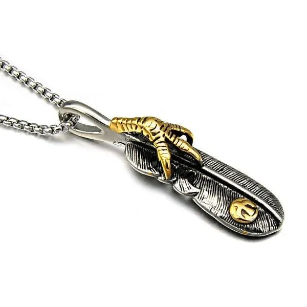 Eagle Claw Feather Pendant Necklace
