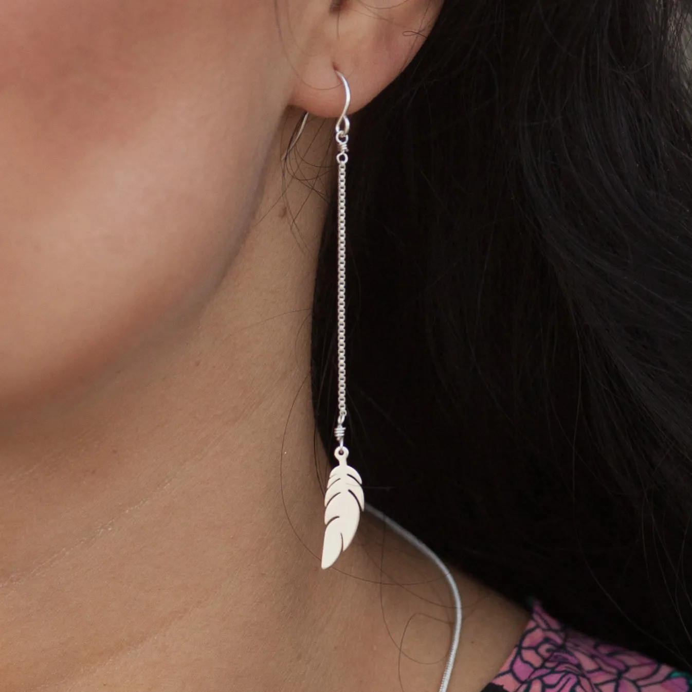 Earring with Feather Sterling Silver