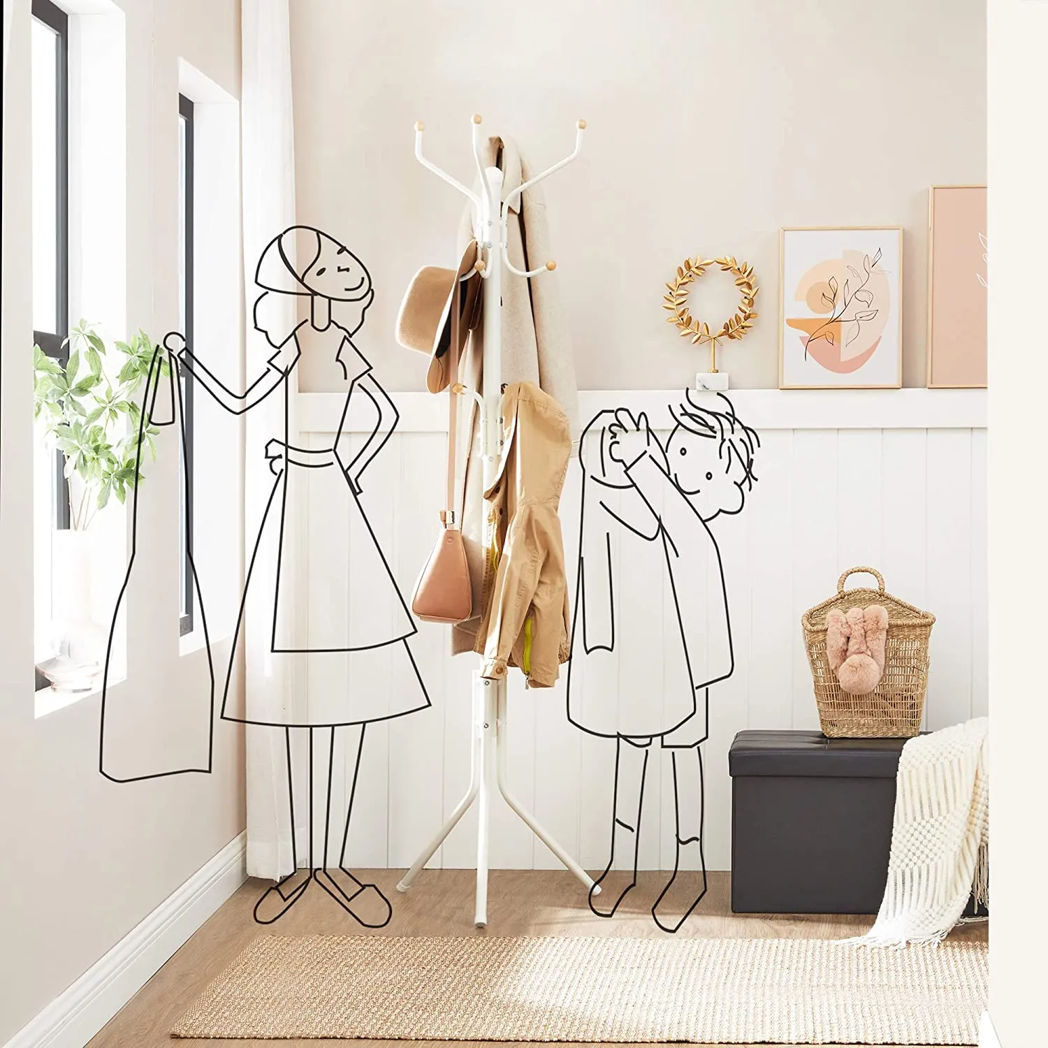 Easton Coat Rack Stand - Cream