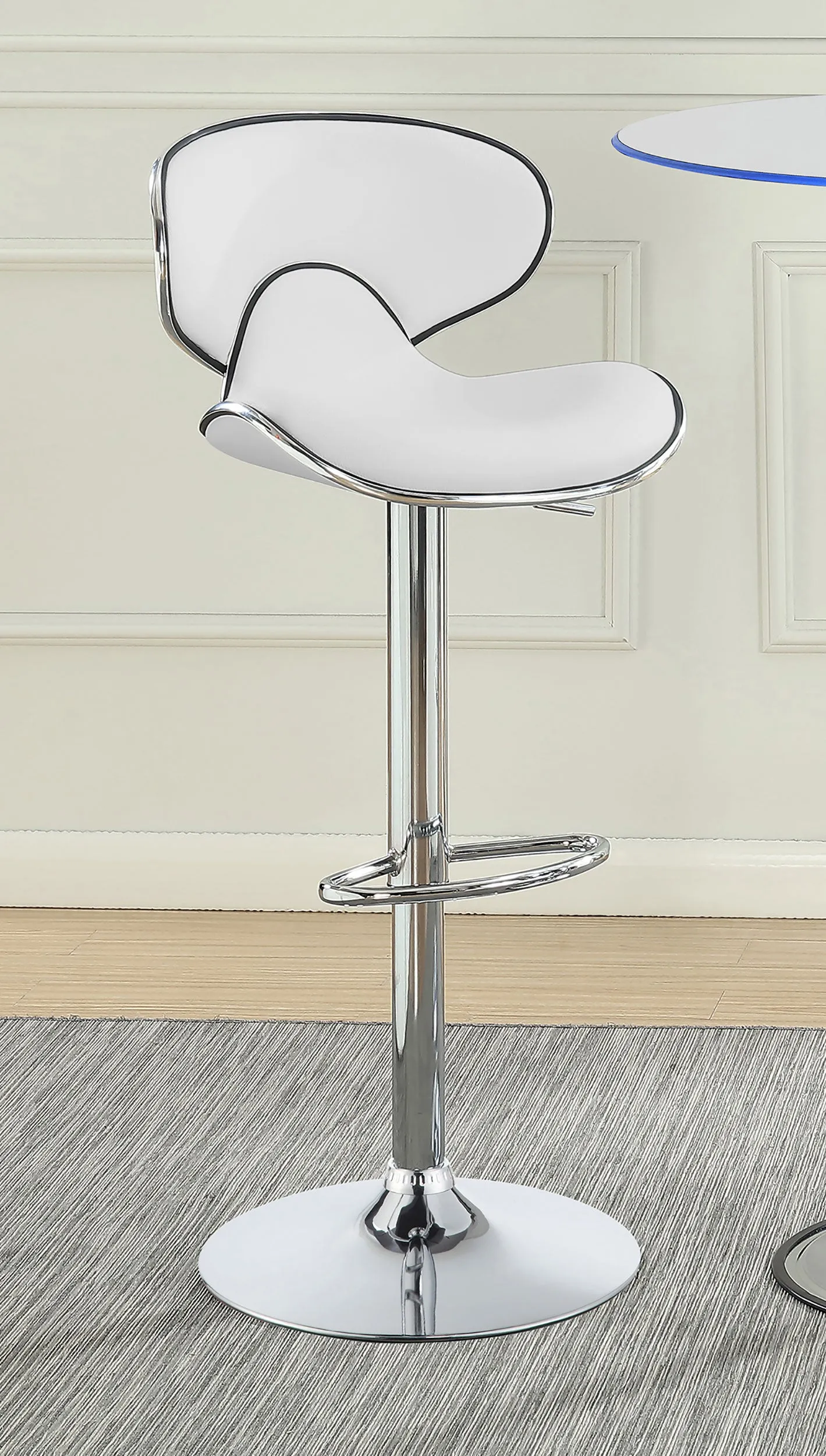 Edenton Upholstered Adjustable Bar Stool White (Set of 2)