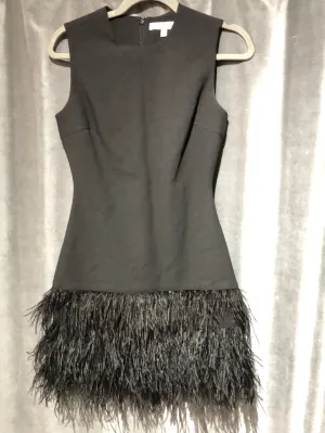 Elizabeth and James Black Sleeveless Feather Bottom Mini Dress