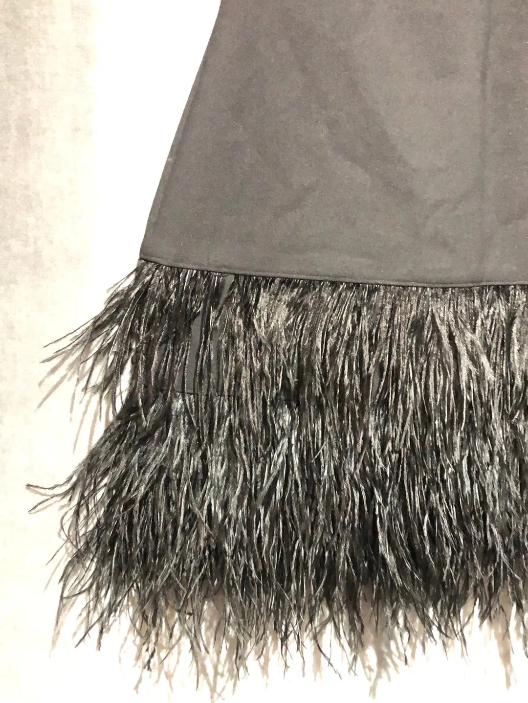 Elizabeth and James Black Sleeveless Feather Bottom Mini Dress