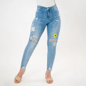 Embellishing distress capris