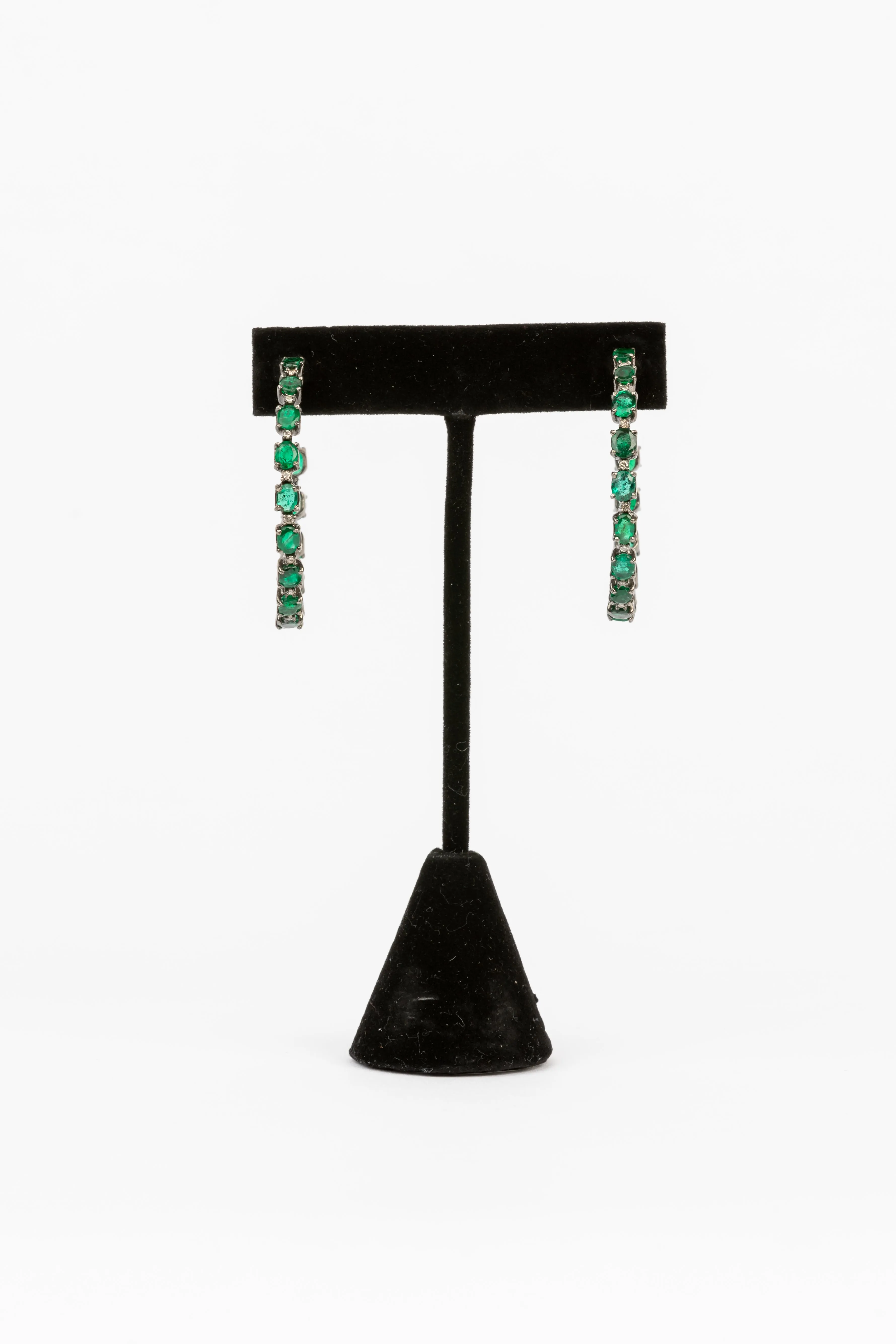 Emerald, Diamond Hoop  Earring
