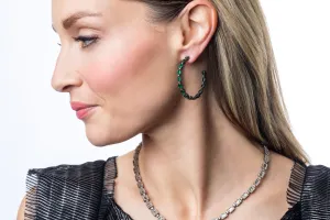 Emerald, Diamond Hoop  Earring