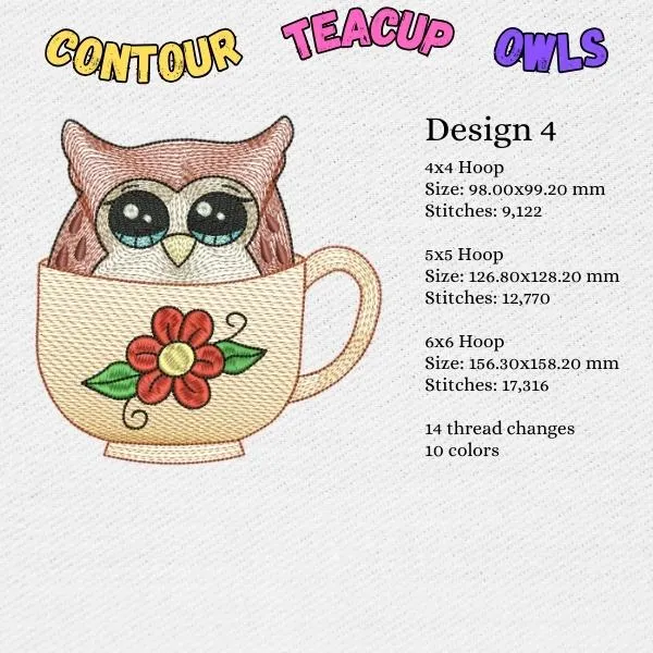 EW357  Contour Teacup Owls
