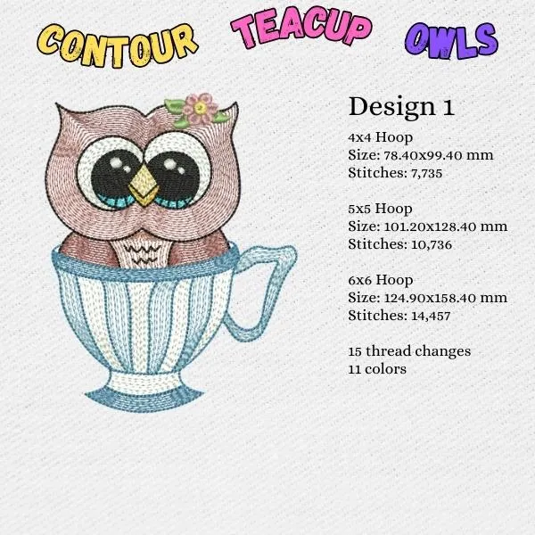 EW357  Contour Teacup Owls
