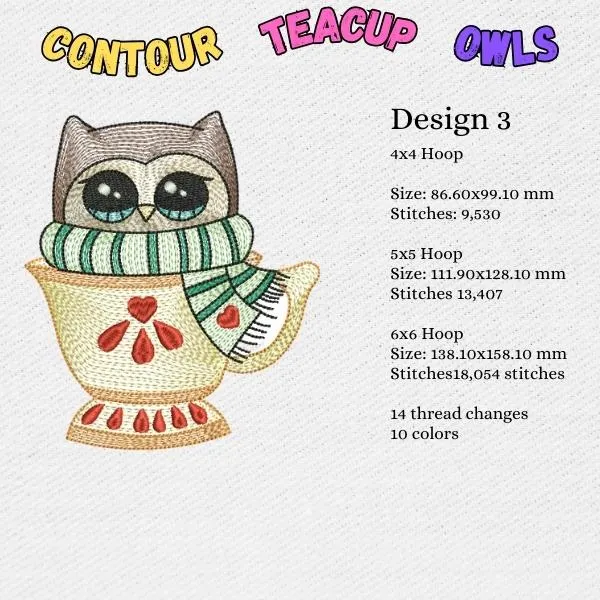 EW357  Contour Teacup Owls