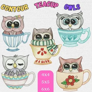 EW357  Contour Teacup Owls