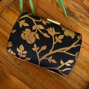 Exclusive Black Clutch with Golden Floral Design