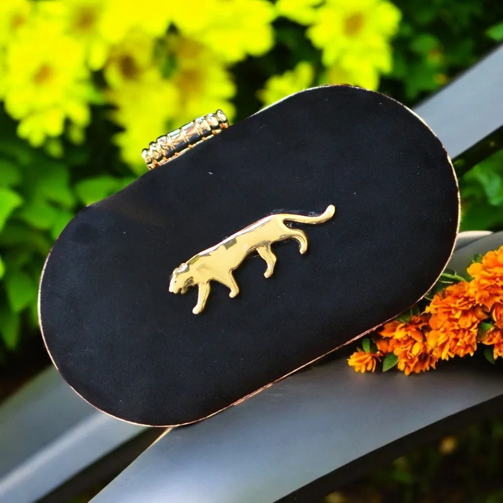 Exclusive Black Clutch with Jaguar Design
