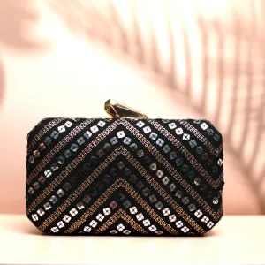 Exclusive Black Clutch with Sequence Work