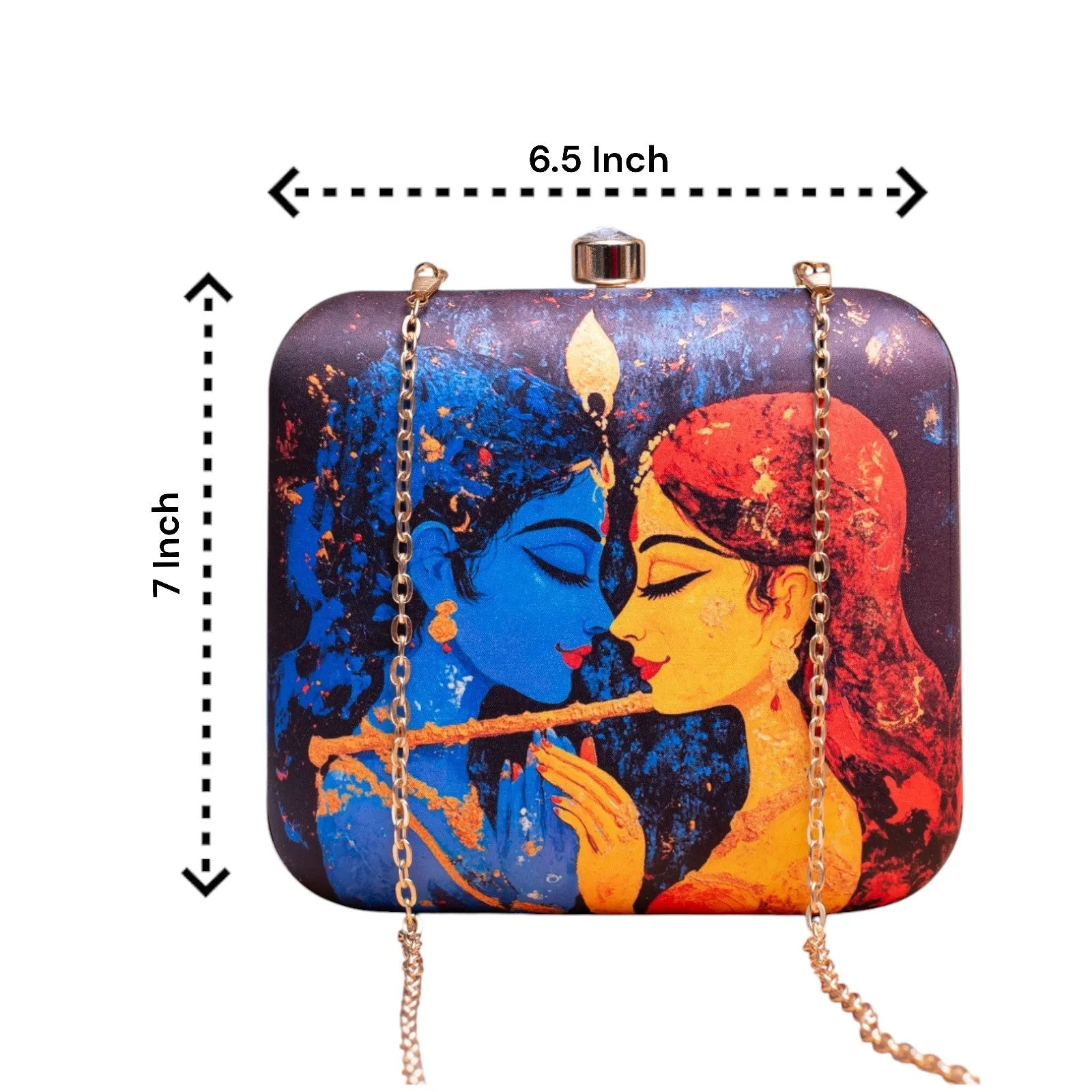 Exclusive Box Clutch with lord Krishna Portrait
