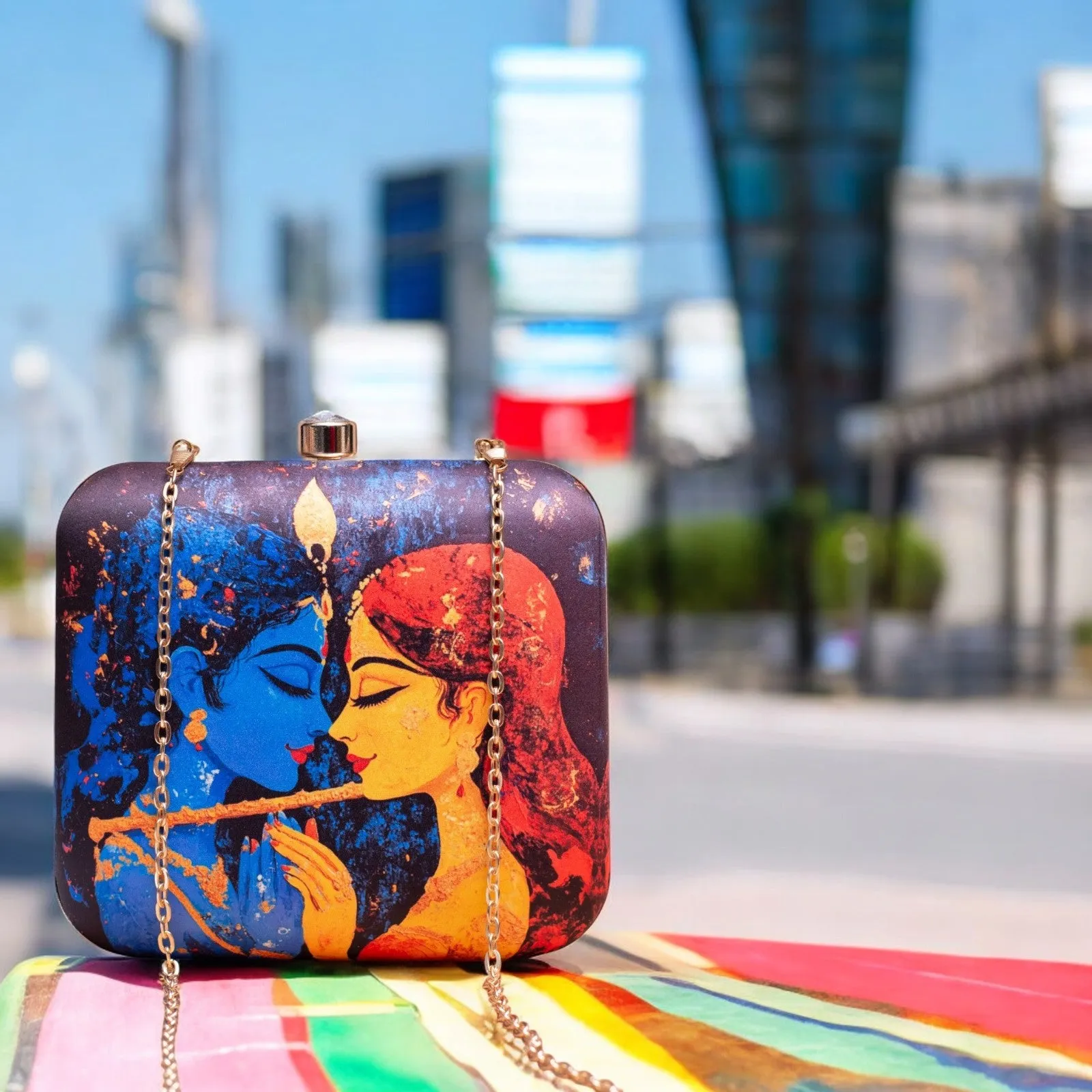 Exclusive Box Clutch with lord Krishna Portrait