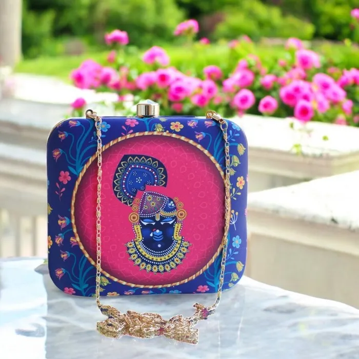 Exclusive Box Clutch with lord Krishna Portrait