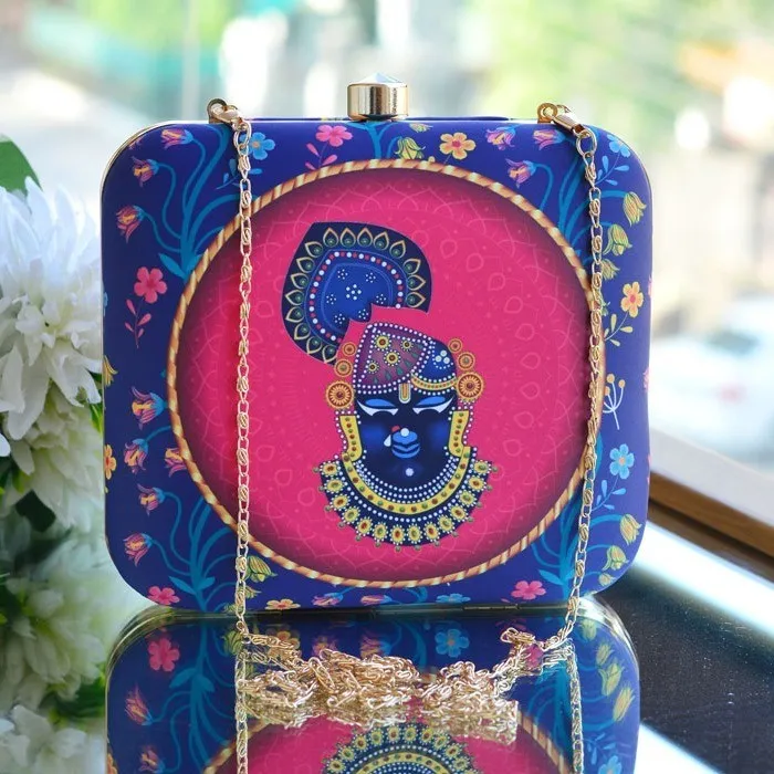 Exclusive Box Clutch with lord Krishna Portrait