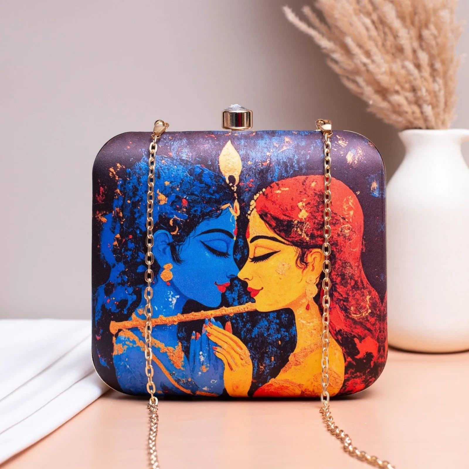 Exclusive Box Clutch with lord Krishna Portrait