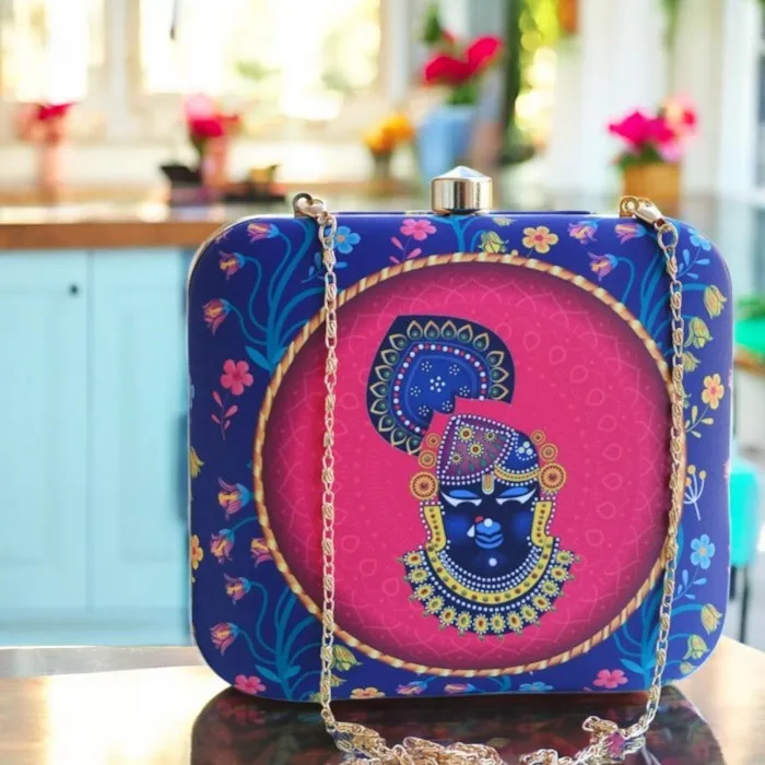 Exclusive Box Clutch with lord Krishna Portrait
