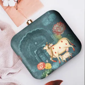 Exclusive Box Clutch with Pichwai & Calf Print