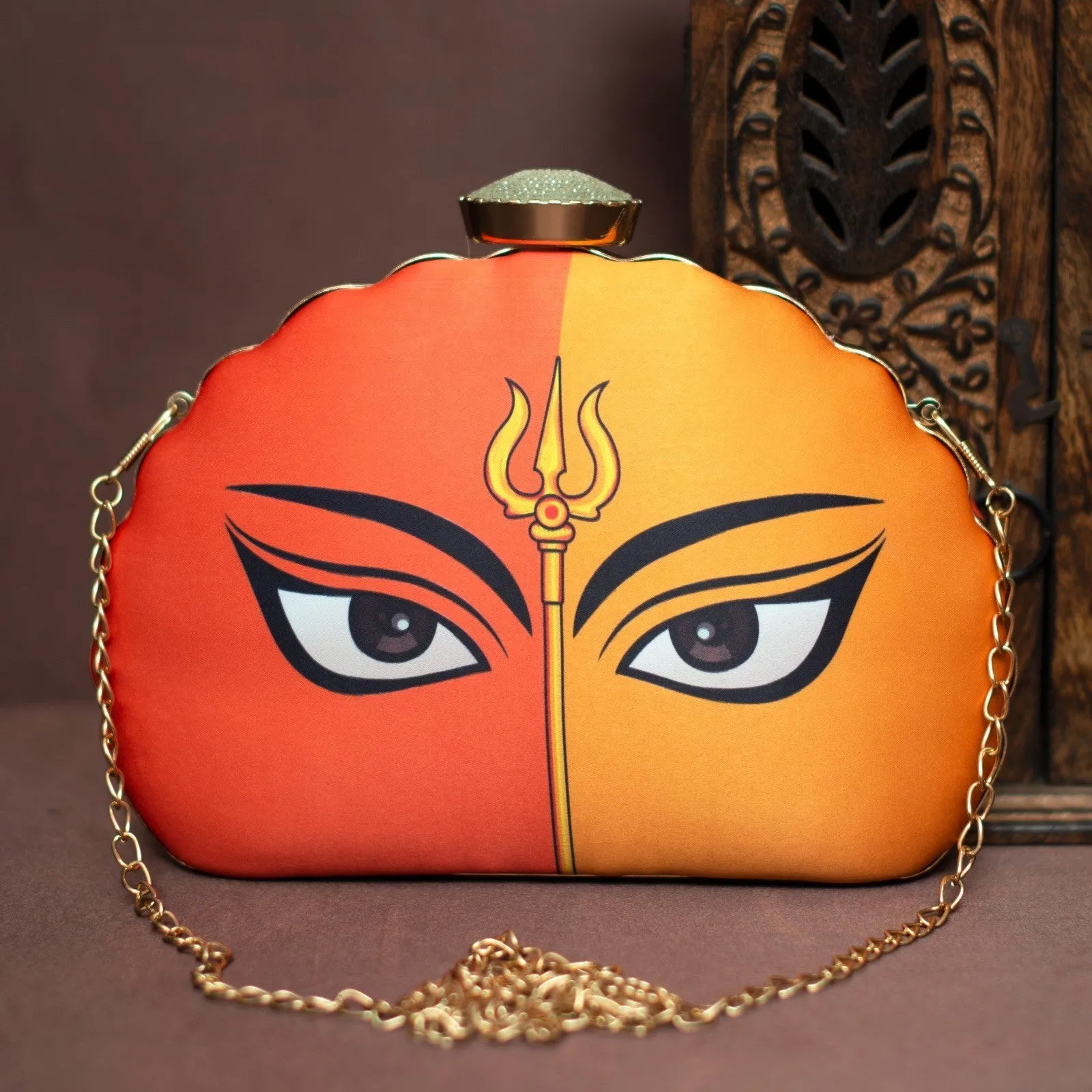 Exclusive Clutch with Eyes with Trishul Print