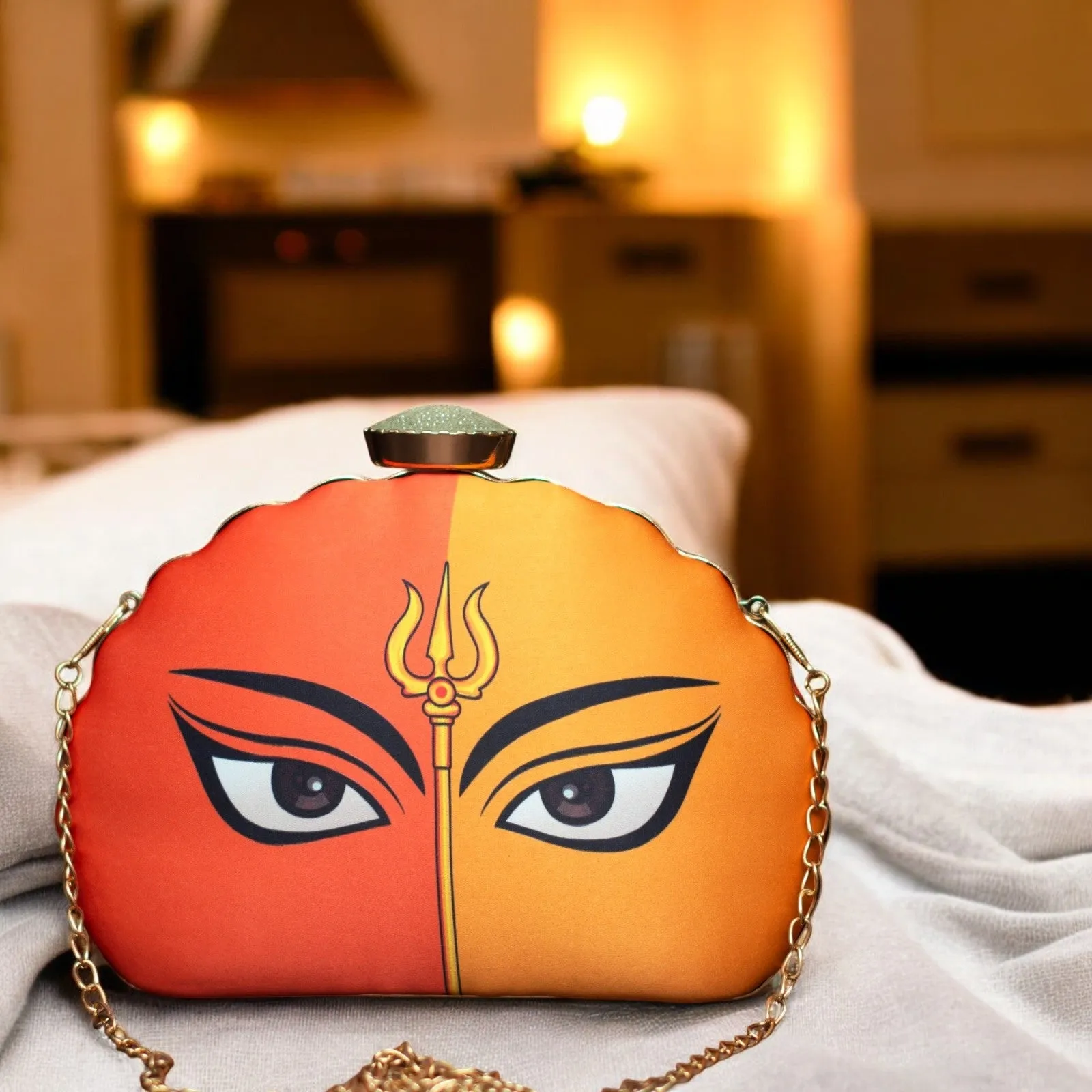 Exclusive Clutch with Eyes with Trishul Print