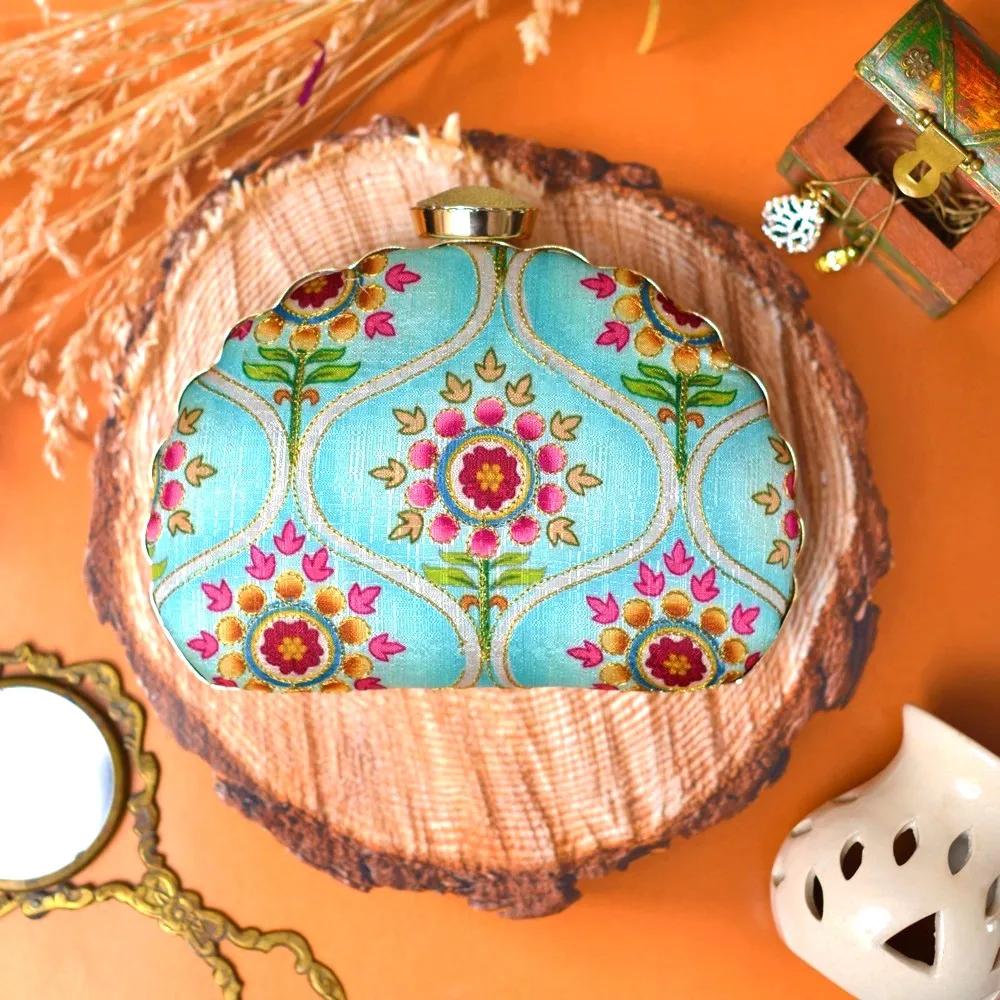 Exclusive Clutch with Unique Shape & Floral Design