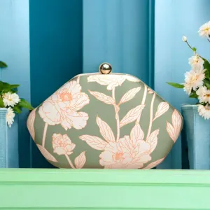 Exclusive Clutch with Unique Shape & Leaf Print