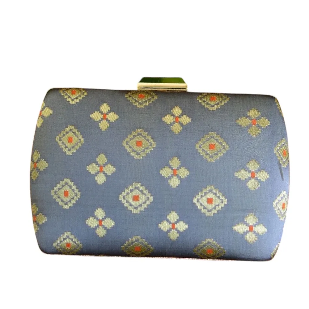 Exclusive Gray Clutch with Golden Zari Butti Design