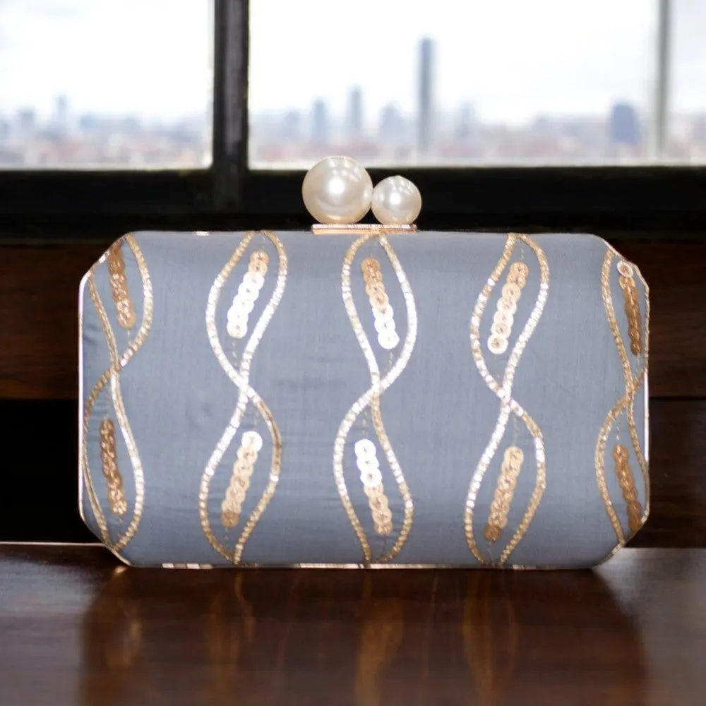 Exclusive Gray Clutch with Sequence Work