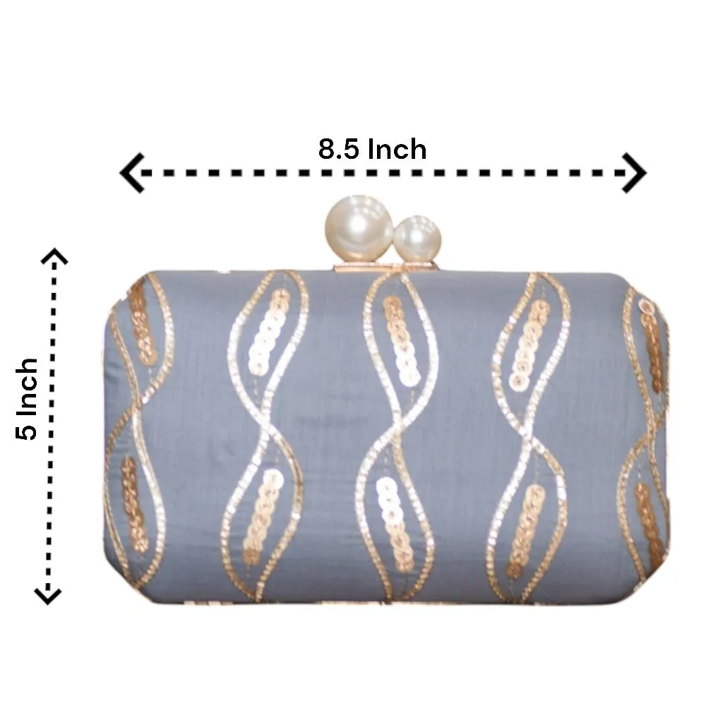 Exclusive Gray Clutch with Sequence Work
