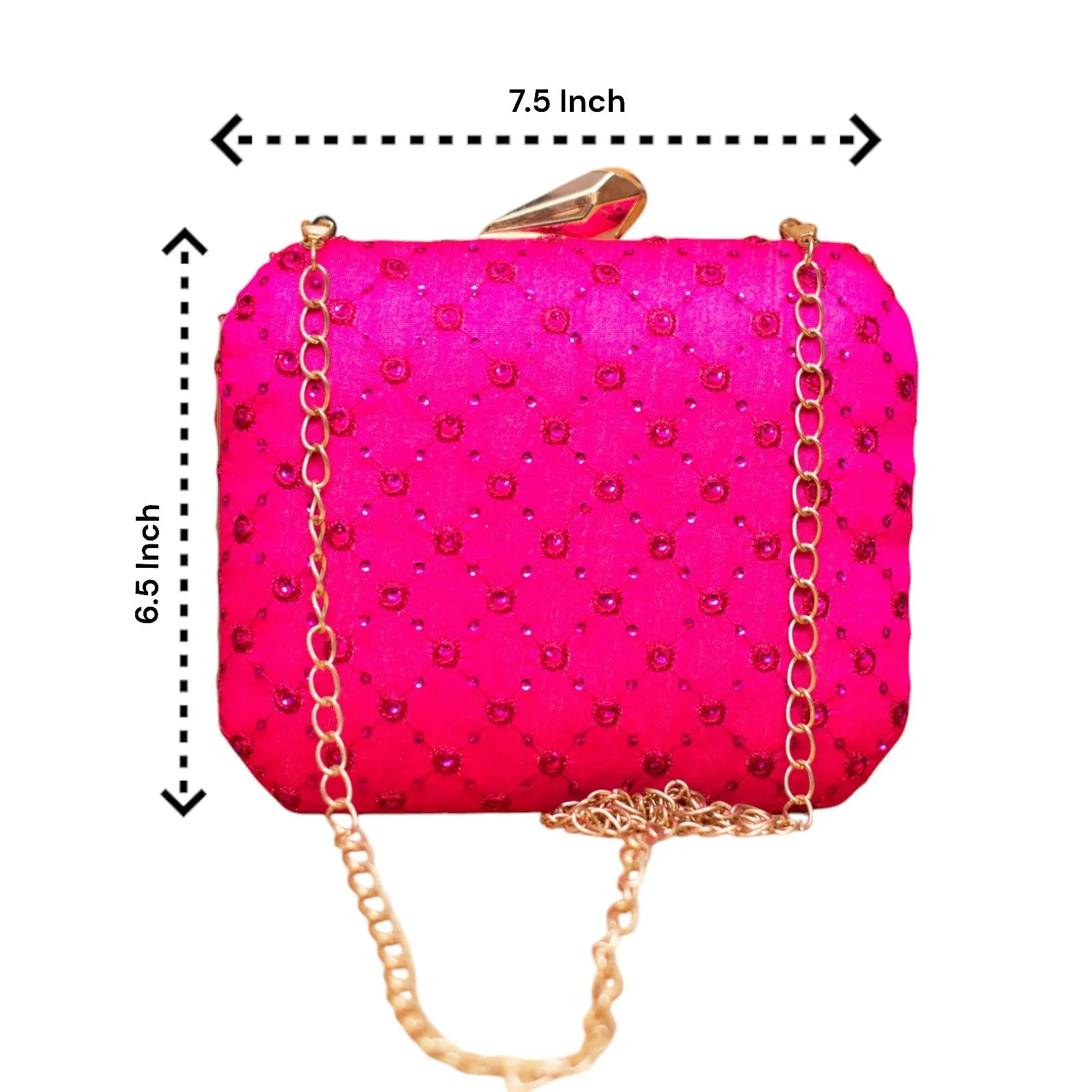 Exclusive Hot Pink Chikankari Box Clutch
