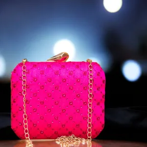 Exclusive Hot Pink Chikankari Box Clutch