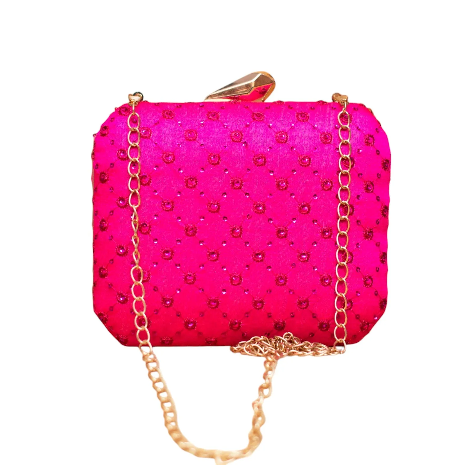 Exclusive Hot Pink Chikankari Box Clutch