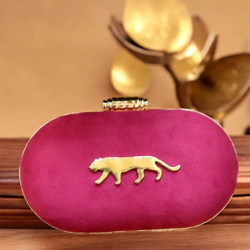 Exclusive Hot Pink Clutch with Jaguar Design