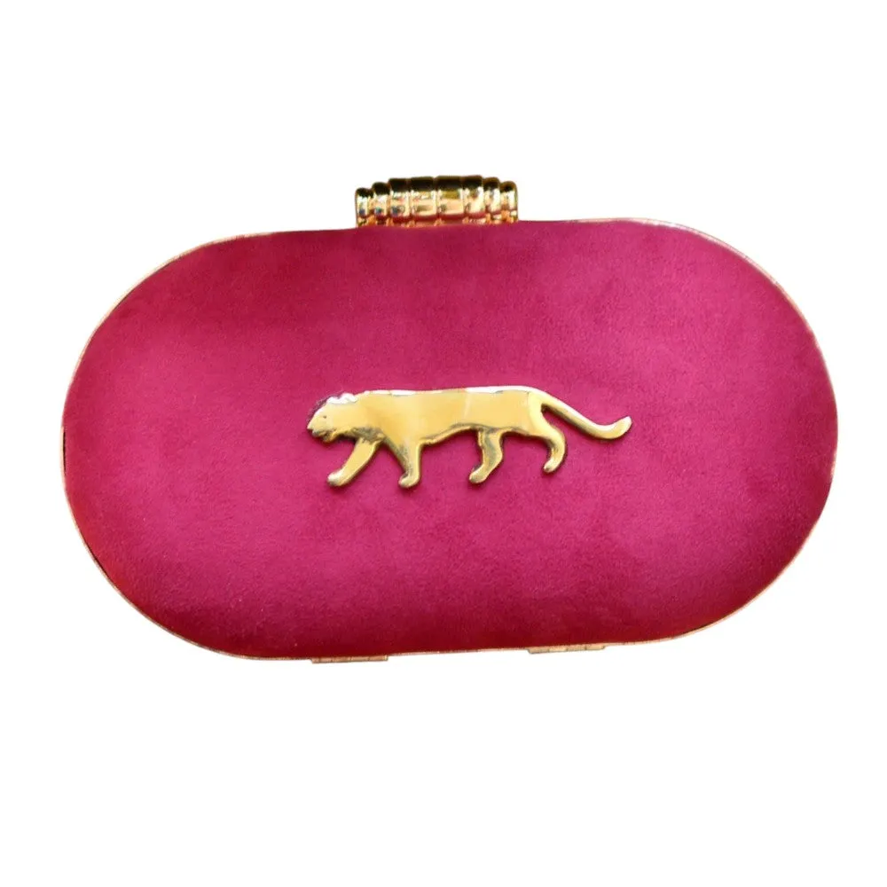 Exclusive Hot Pink Clutch with Jaguar Design