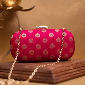 Exclusive Hot Pink Zari Clutch