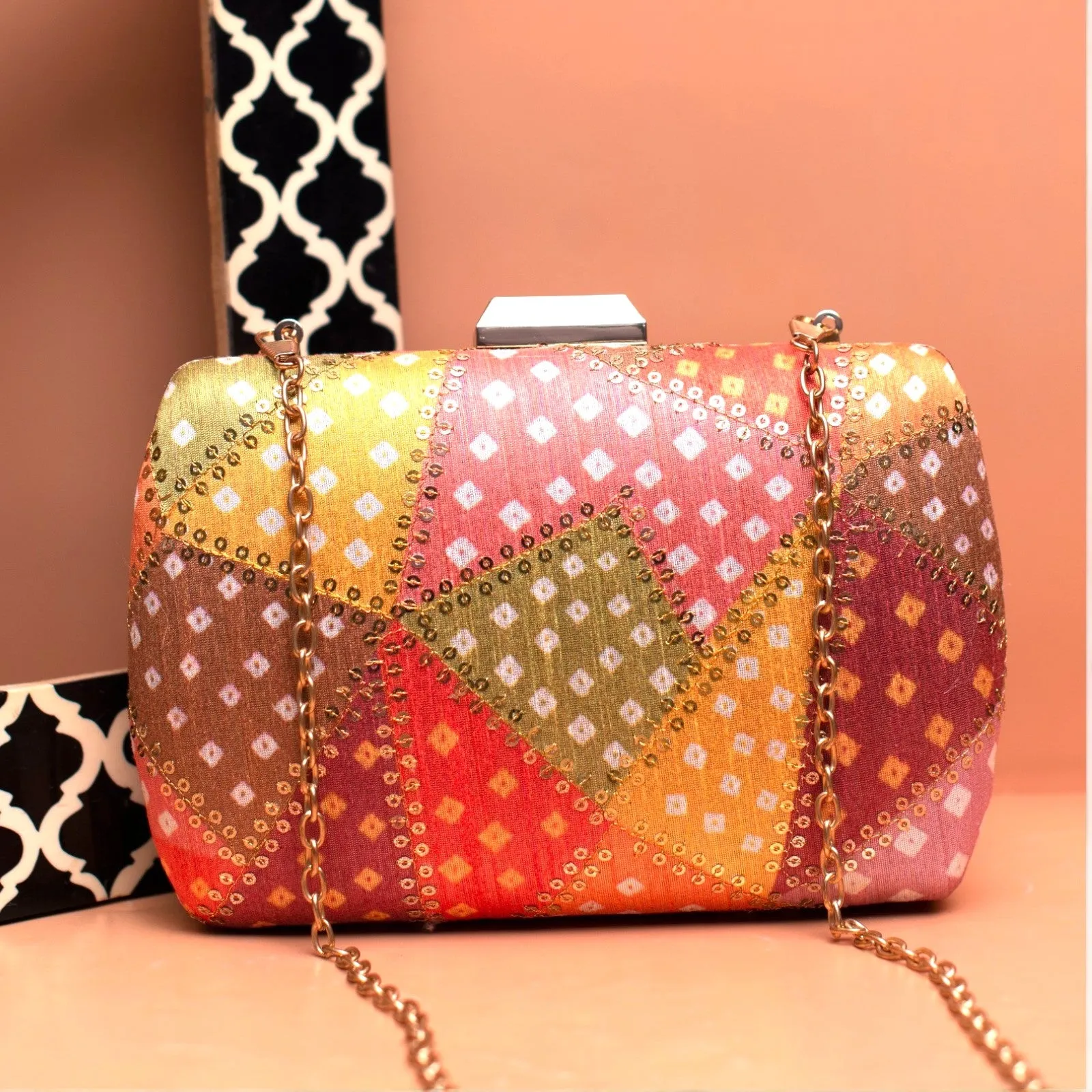 Exclusive Multicolor Patch Work Clutch