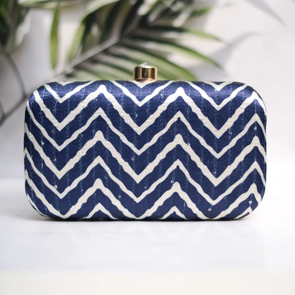 Exclusive Navy Blue Lehriya Print Clutch