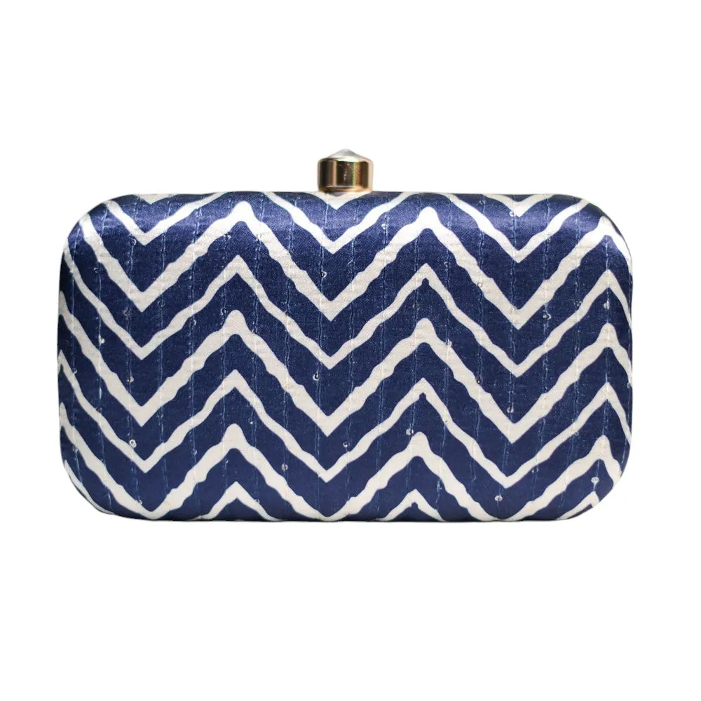 Exclusive Navy Blue Lehriya Print Clutch