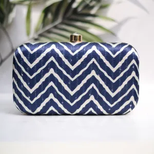 Exclusive Navy Blue Lehriya Print Clutch
