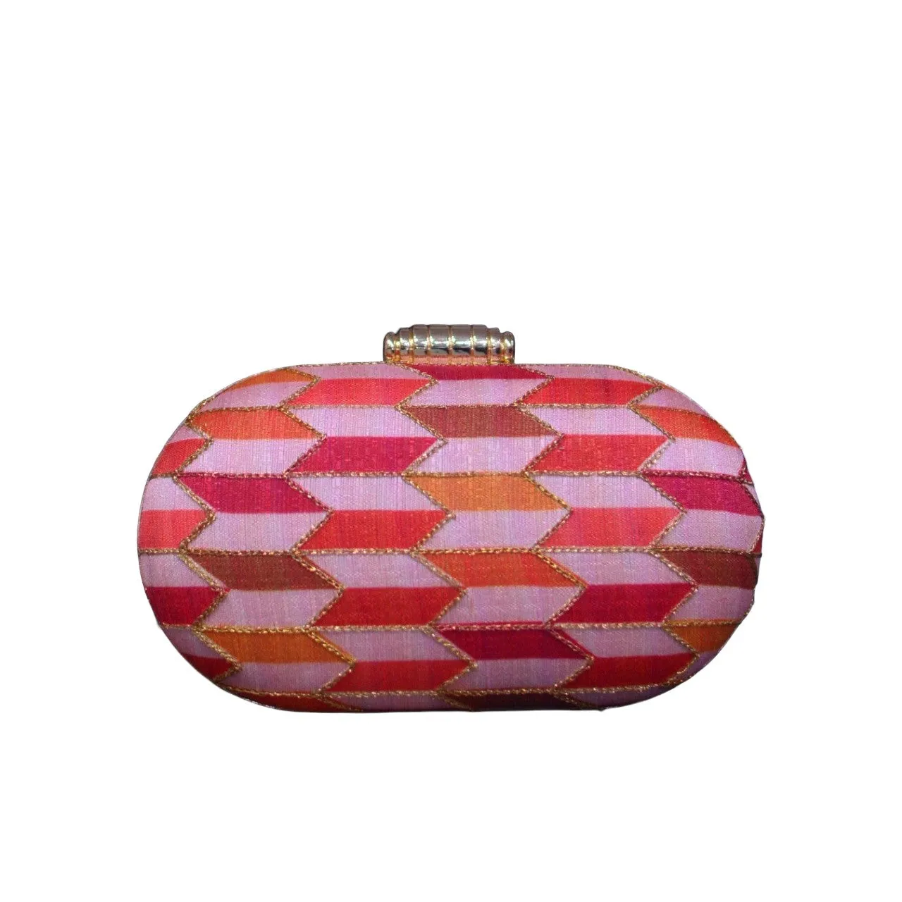 Exclusive Pink cylindrical Shape Clutch with Checkers design
