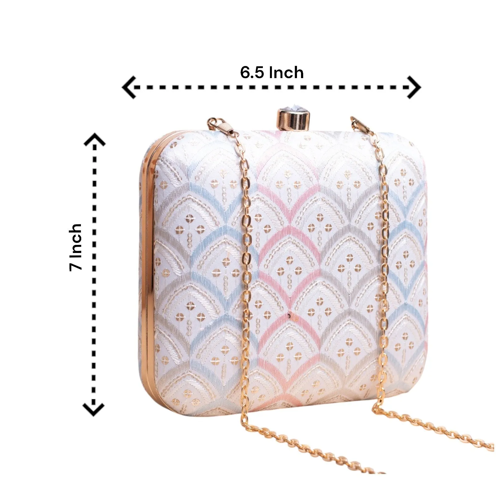 Exclusive White Chikankari Box Clutch