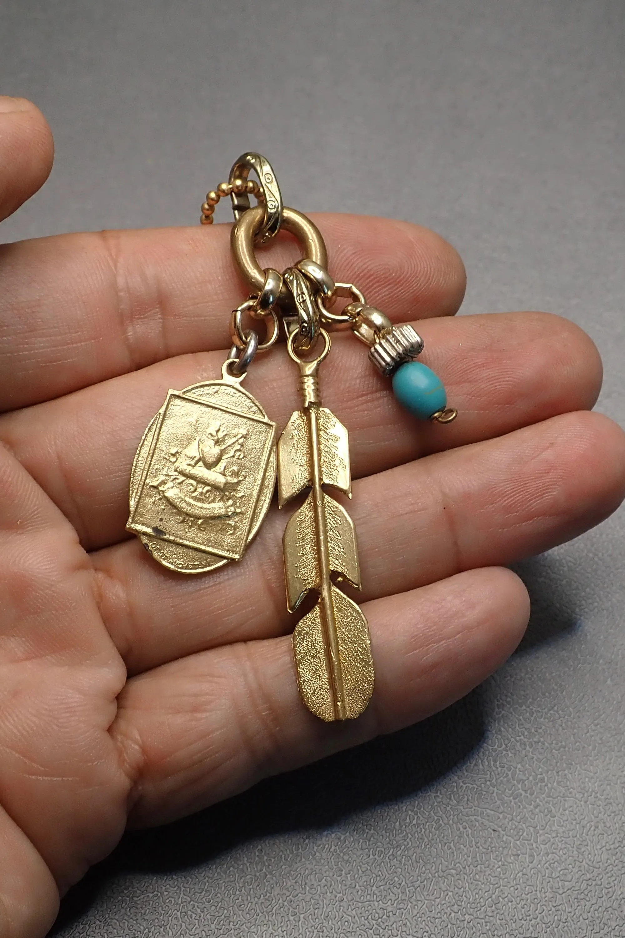 FEATHER & TURQUOISE PENDANT