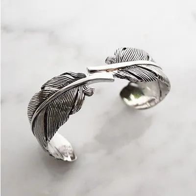 Feather Bangle Silver-Black