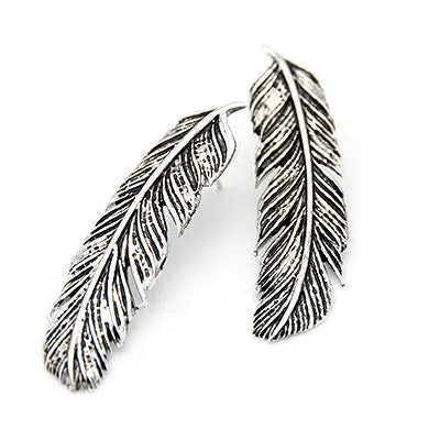 Feather Earrings Silver
