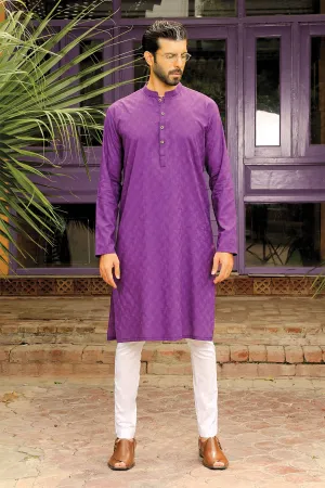 Feather Pattern Jacquard Kurta