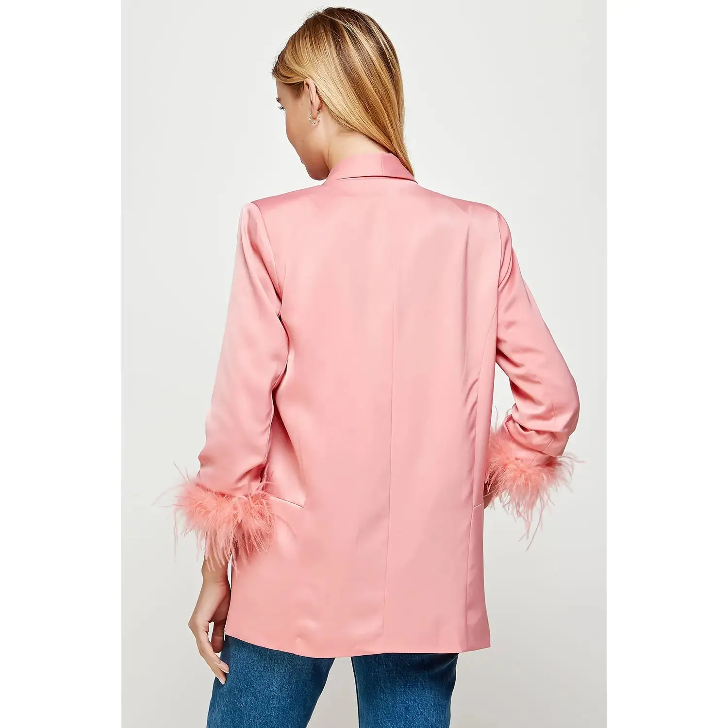 Feather Satin Blazer