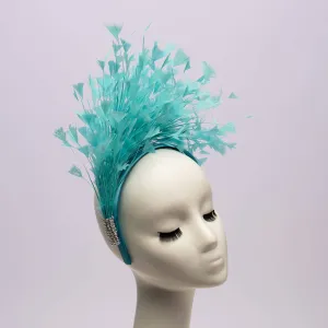 Feather Style Fascinator Headband: Turquoise