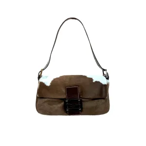 Fendi Blue Cow Print Baguette