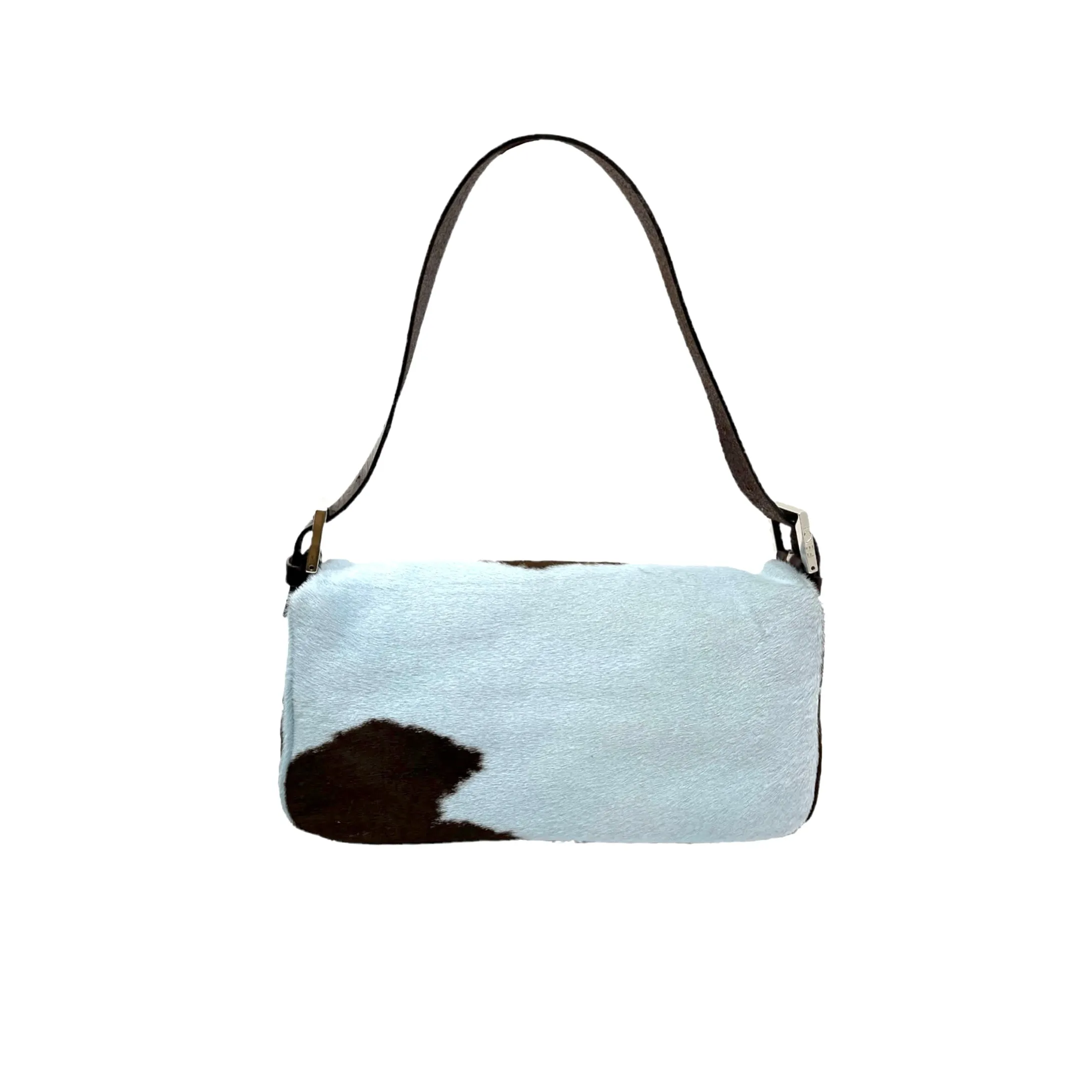 Fendi Blue Cow Print Baguette